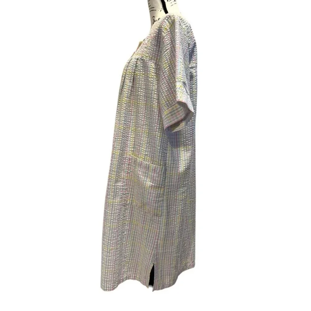 Miss Elaine seersucker snap-front robe, housecoat Sz 1X